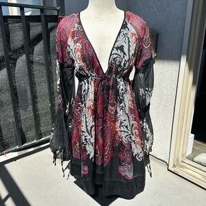 bebe Black Silk babydoll y2k dress medium